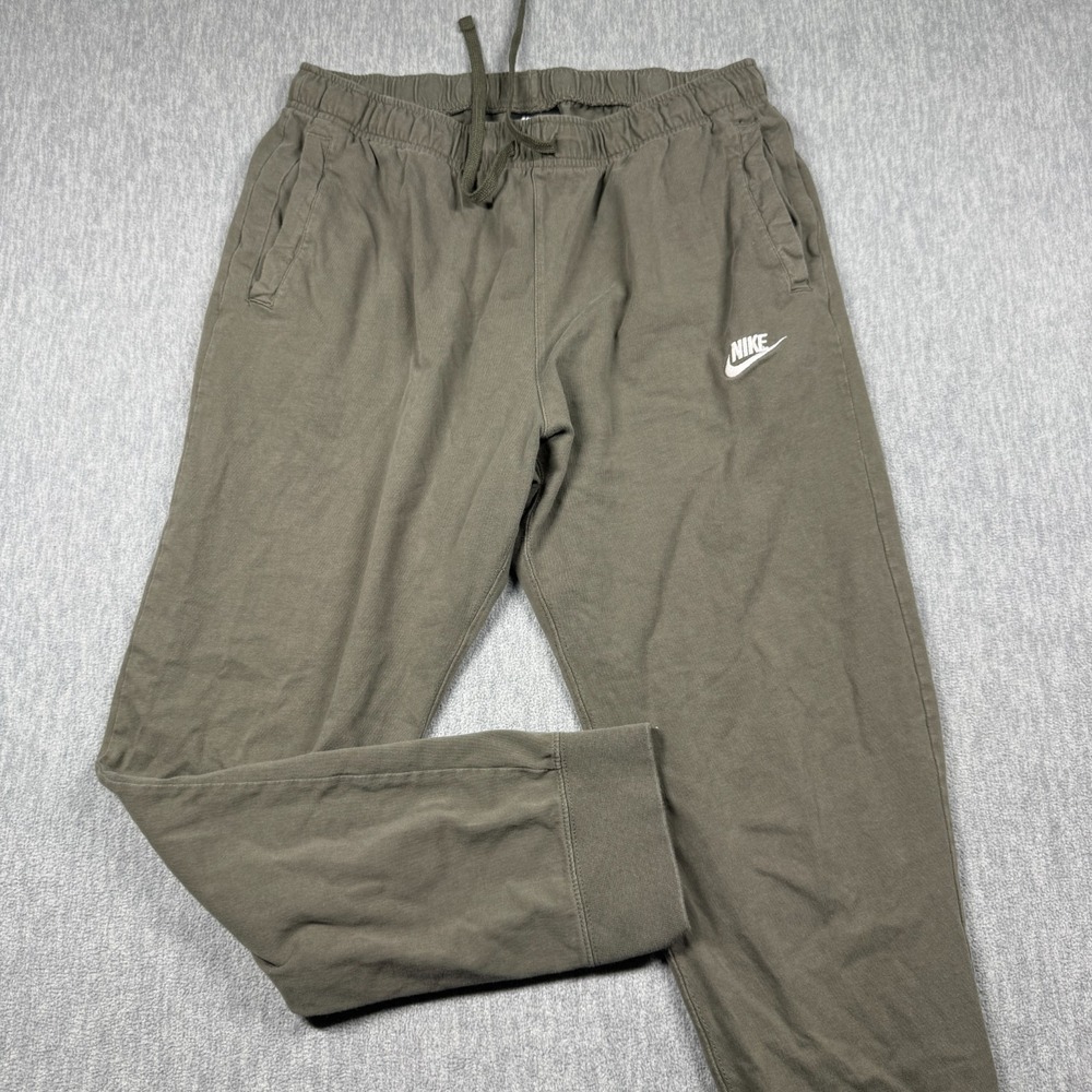 Nike Sweatpants Mens L Olive Green Club Fleece Embroidered Futura Logo Joggers